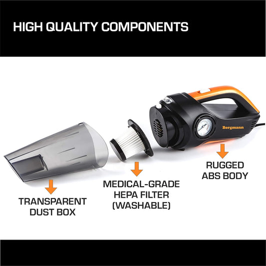 Bergmann CYCLONIC 2-in-1 Car Vacuum & Inflator