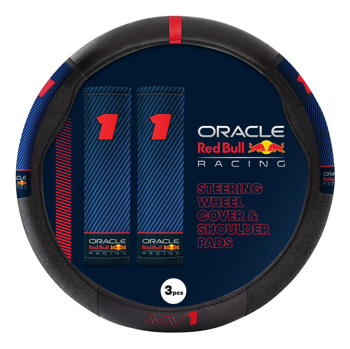 Red Bull Racing Steering Wheel Cover + Shoulder Pads Kit - Black/Red 02