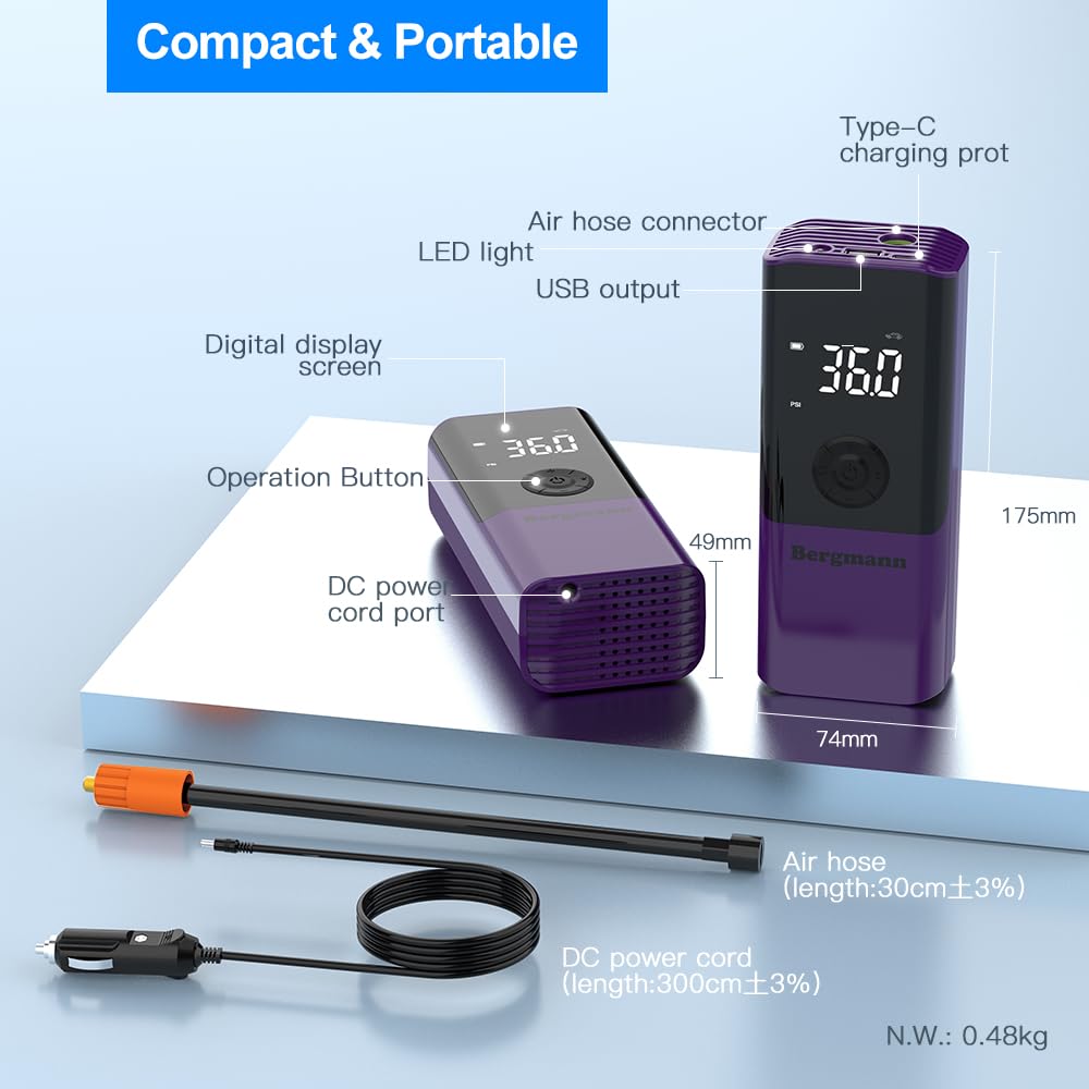 Bergmann VOLTAIR Cordless Digital Tyre Inflator