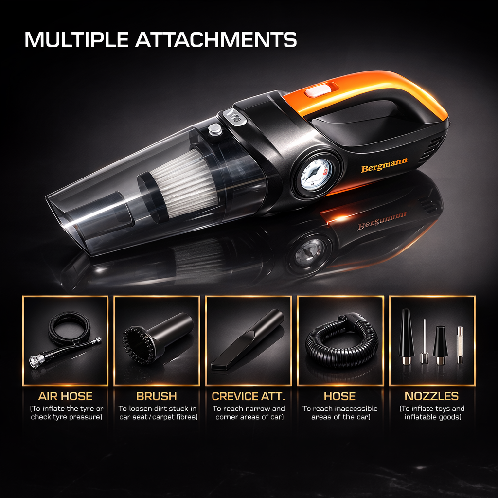 Bergmann CYCLONIC 2-in-1 Car Vacuum & Inflator