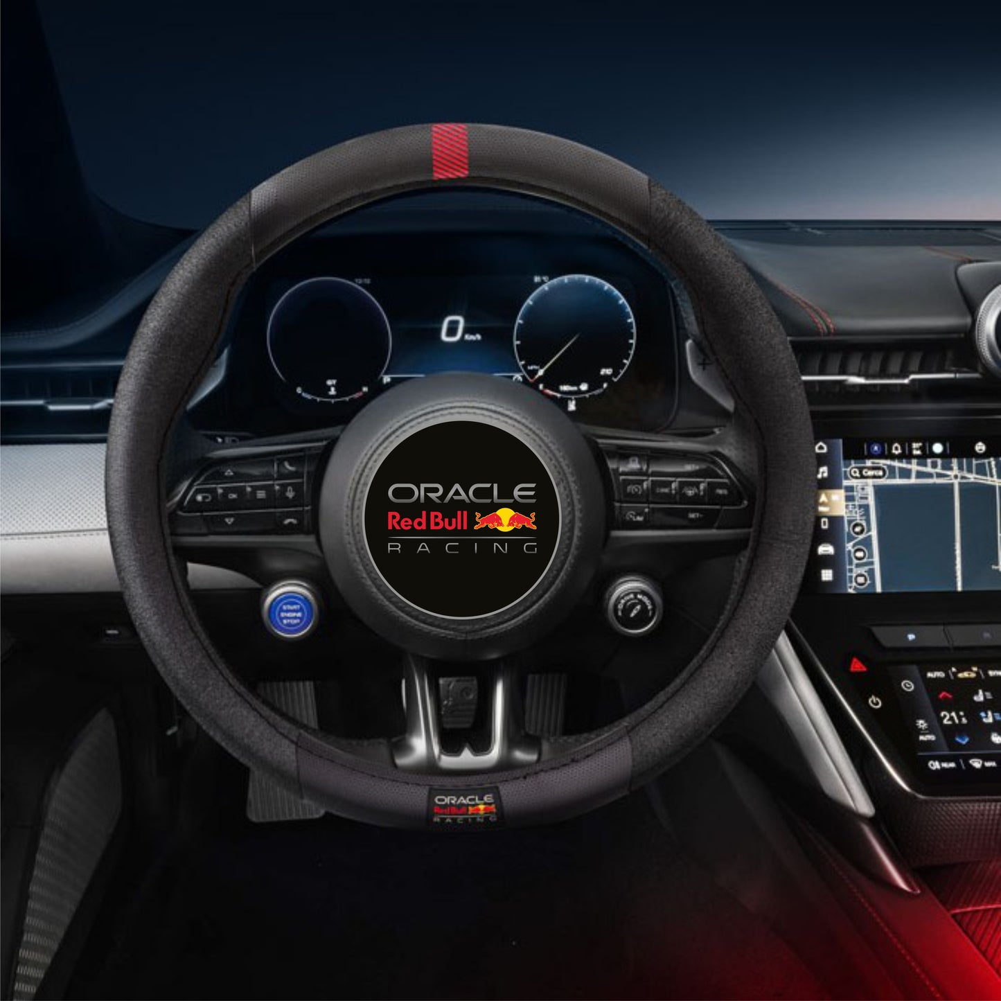 Red Bull Racing Steering Wheel Cover + Shoulder Pads Kit - Black/Red 01